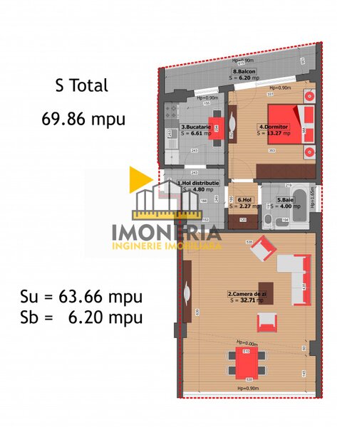Mihai Bravu 2 camere+ parcare- 200m metrou-0% comision-550m parc-33mpu Living